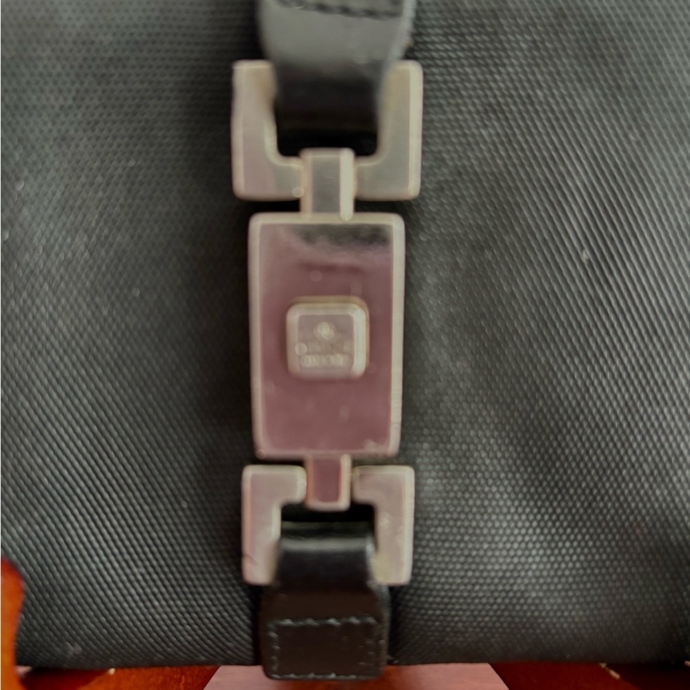Vintage Gucci Jackie Wallet/Black Canvas Leather Bifold/Piston Lock - Picture 2 of 10